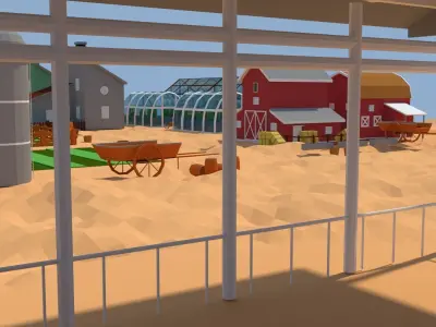 Low Poly Farm Complex Low-poly 3D model