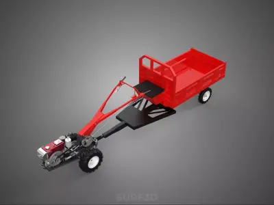 TRACTOR TRAILER CAR RURAL VEHICLE FARMER CARAVAN DRAY HAULING 3D model