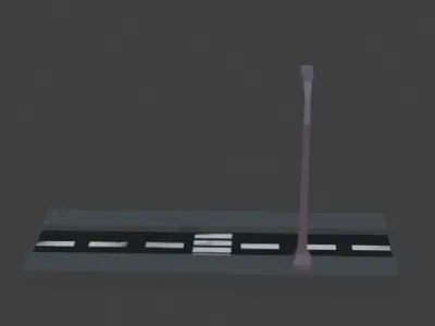 Road with Crossing Low-poly 3D model