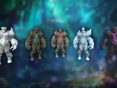 Ultimate Golem Elemental Pack Free low-poly 3D model