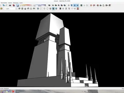 Ancient religious temple of a lost civilization Low-poly 3D model