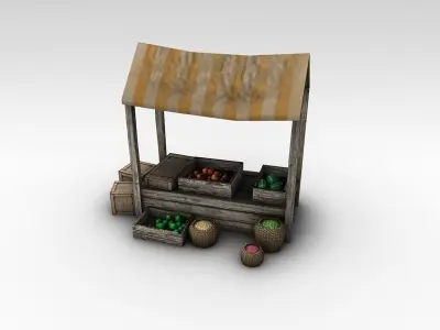 Market Stand Low-poly 3D model