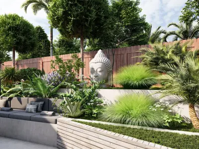  3D Exterior Scene 3D model design garden and landscape 3D model