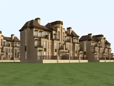 Villa residential building 3D model 4