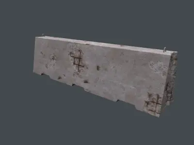 Concrete barrier Low-poly 3D model 24