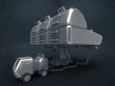 3D Central Computer Control Terminal with Portable Generator  3D model