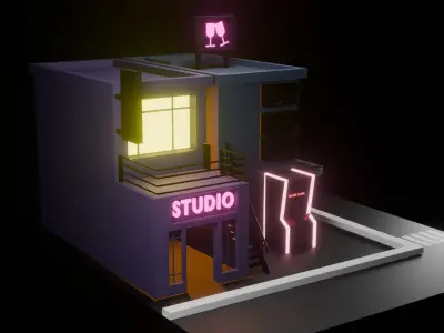 3d isometric scene Low-poly 3D model 3D model