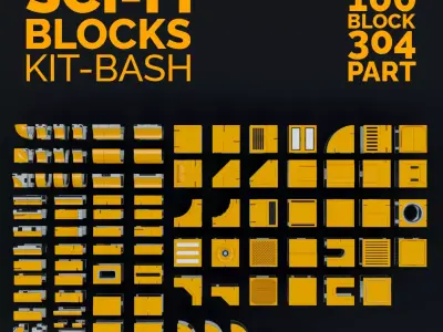 Sci-Fi Blocks Kit-Bash Set 3D model