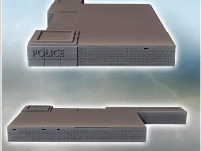 Modern police station with entrance and garage for vehicles 15 - 3D print model
