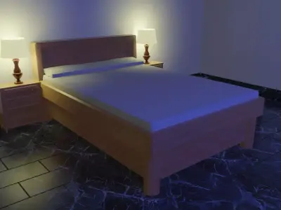 Simple Bed and Room Free low-poly 3D model