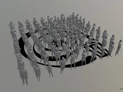 Low Poly People Pack 013 - 100 Pieces R Low-poly 3D model