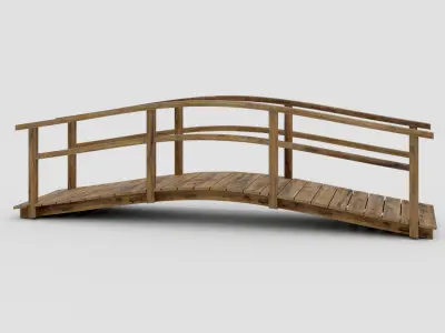 Footbridge wooden bridge Low-poly 3D model