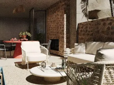 Exterior Pool Villa 3d Scene 3D model