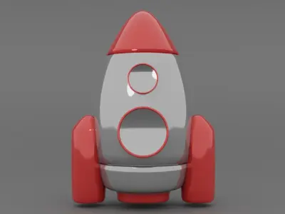 gray rocket Low-poly 3D model