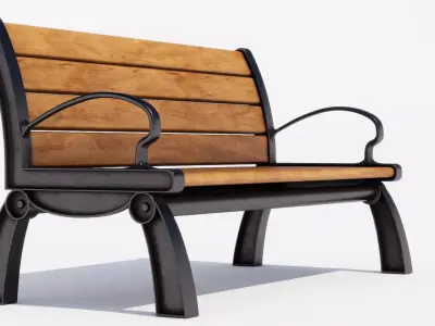 Park Bench Low-poly 3D model 9