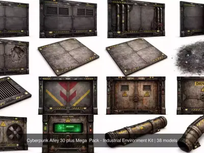 Cyberpunk Alley 30 plus Mega  Pack - Industrial Environment Kit
