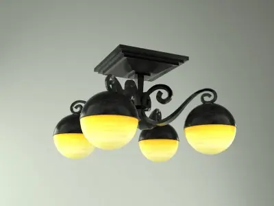 Chandelier three light ceiling fixture 3D model