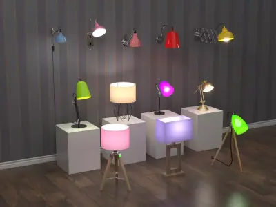 12 home lamps set 3D model