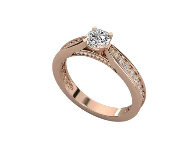 Women Light Weight Solitare Diamond Wedding Ring   24 3D print model