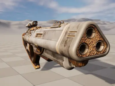 steampunk tri shot assault rifle Low-poly 3D model