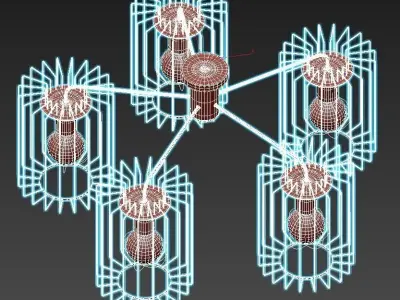rivoli-elke-5077-305-b0051241 six light caged ceiling fixture 3D model