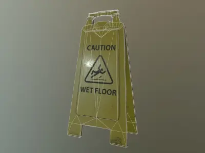 Wet Floor Sign Low-poly 3D model
