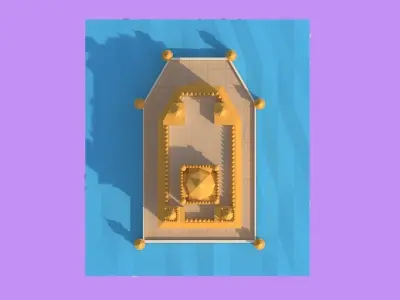 Cartoon Lowpoly Golden Tempe Landmark Low-poly 3D model