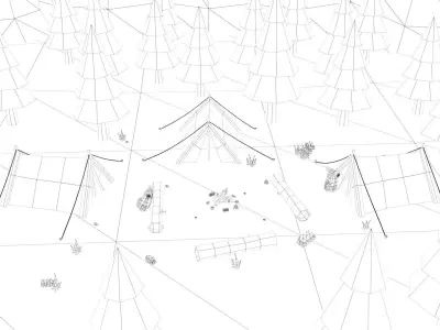 Cartoon Camp Low-poly 3D model