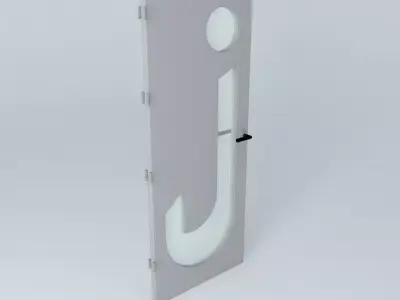 Letter "J", 3D door, very detail with glass, lock and hinger. Free 3D model