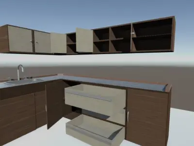 Cabinet Kitchen Low-poly 3D model