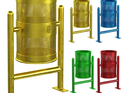 Trash Can Low-poly 3D model