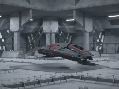 3D Sci Fi Hangar Interior Low-poly 3D model