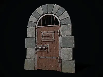 Medieval Dungeon Door Low-poly 3D model