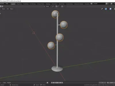 Orb Floor Lamp Metal Gold Modern PBR Interior Lighting Low-poly 3D model