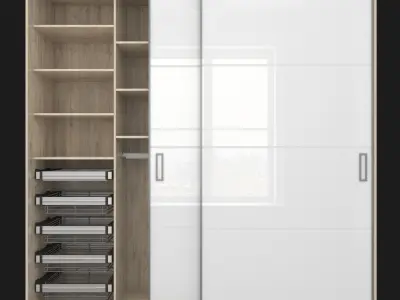 Sliding wardrobe in a narrow Modus MS163 profile 3D model