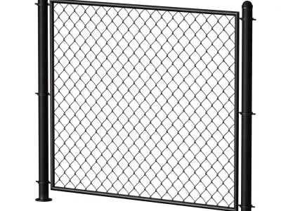 Metal mesh fence gate and wicket 3D model