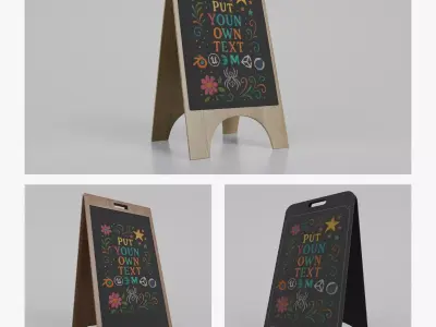 Customizable Modern A-Frame Chalkboard Signs Set 3D Model Pack