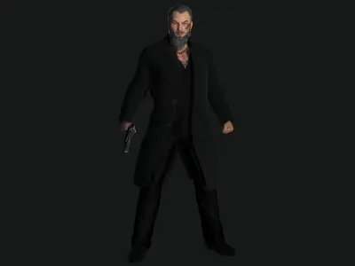 AAA 3D REALISTIC ASIAN JAPANESE MAN CHARACTER - OLD YAKUZA Low-poly 3D model