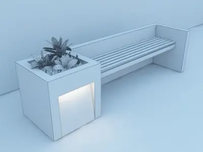 Modern Bench Street  and Garden 3D model