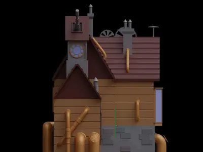 Steampunk house Free low-poly 3D model
