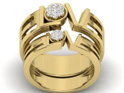 Couple Band Ring 3dm stl render detail  3D print model