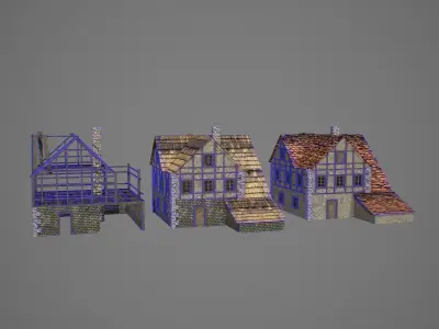 Medieval house Low-poly 3D model