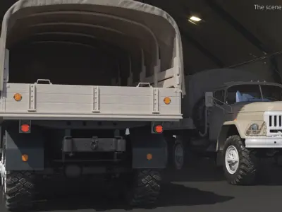  Field Supply Truck with Canvas Cargo Compartment Simplified 