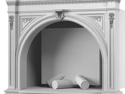 blk wood classical fireplace art 004 3D model