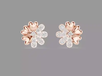 24 Diamond Studs Earrings 3D Model Pack