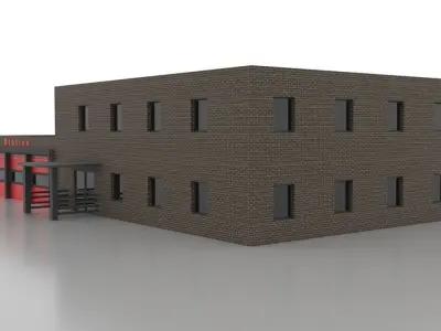 City Fire Station 1 Low-poly 3D model