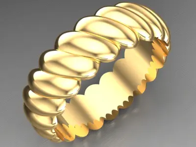 Light Gold Diamond Men Ring 2MR097 3D model