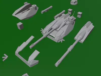 Modular Tank Turret Sci-fi Royal Marines or RE Challenger Tank 3D print model