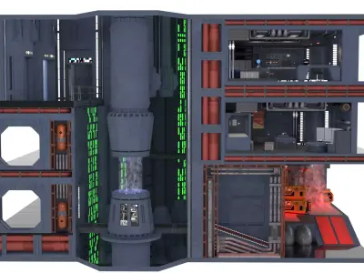 Set 2 - Death Star Shaft 1-12 Scale 3D Model Pack