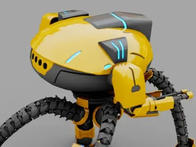 Octopus fighter rigged - animated character 3D model